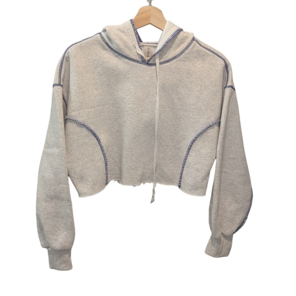 Altar'd State AS Revival Crop Hoodie Oatmeal S Workout Loungewear Athleisure
